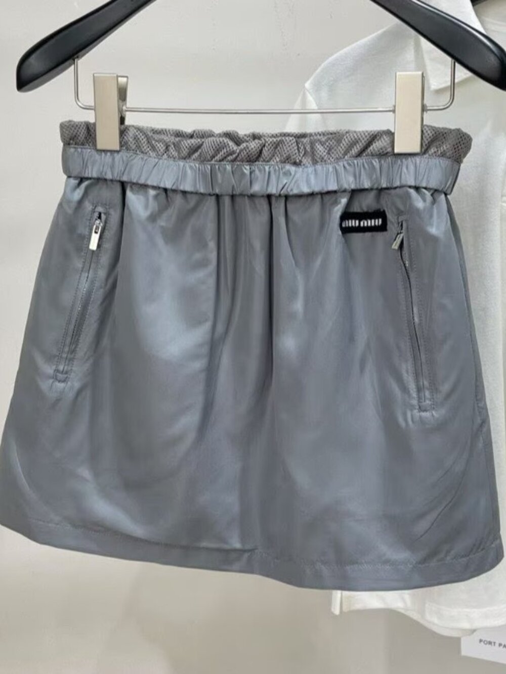 Miu Miu Charcoal Gray Faux-Leather Mini Skirt